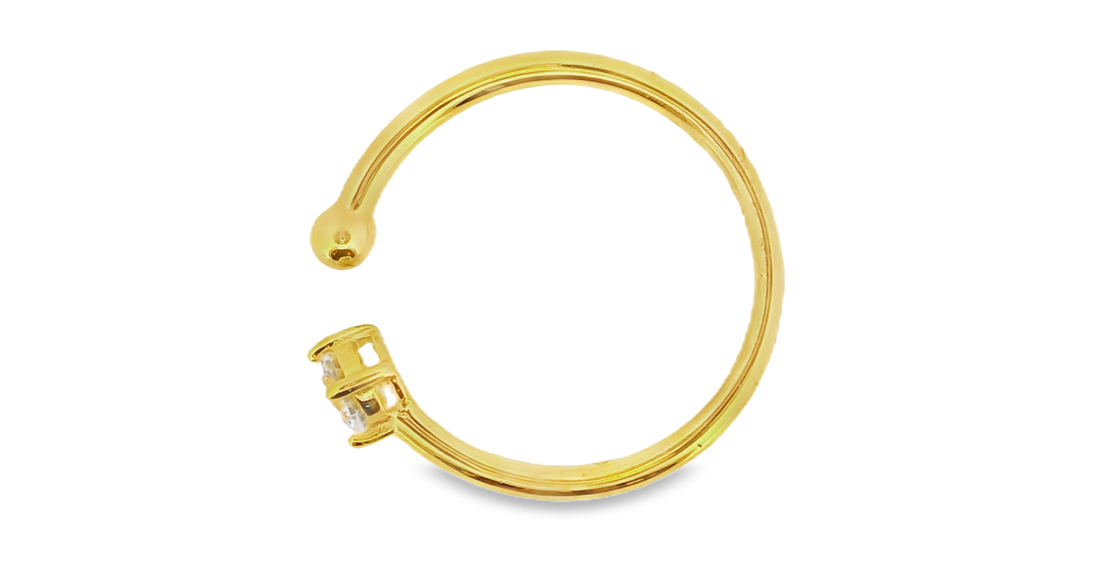 Round Claw Setting Cuff Ring in Gold