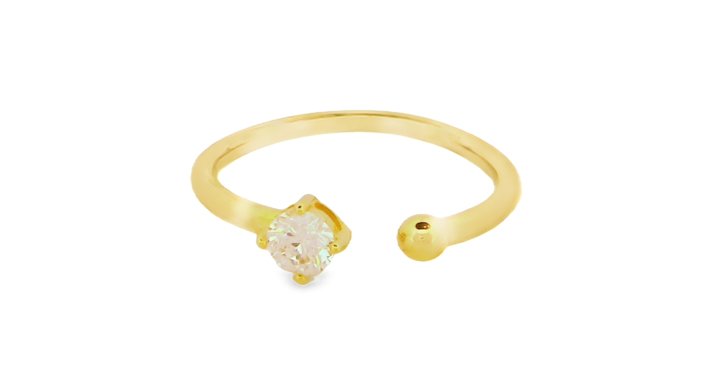 Round Claw Setting Cuff Ring in Gold