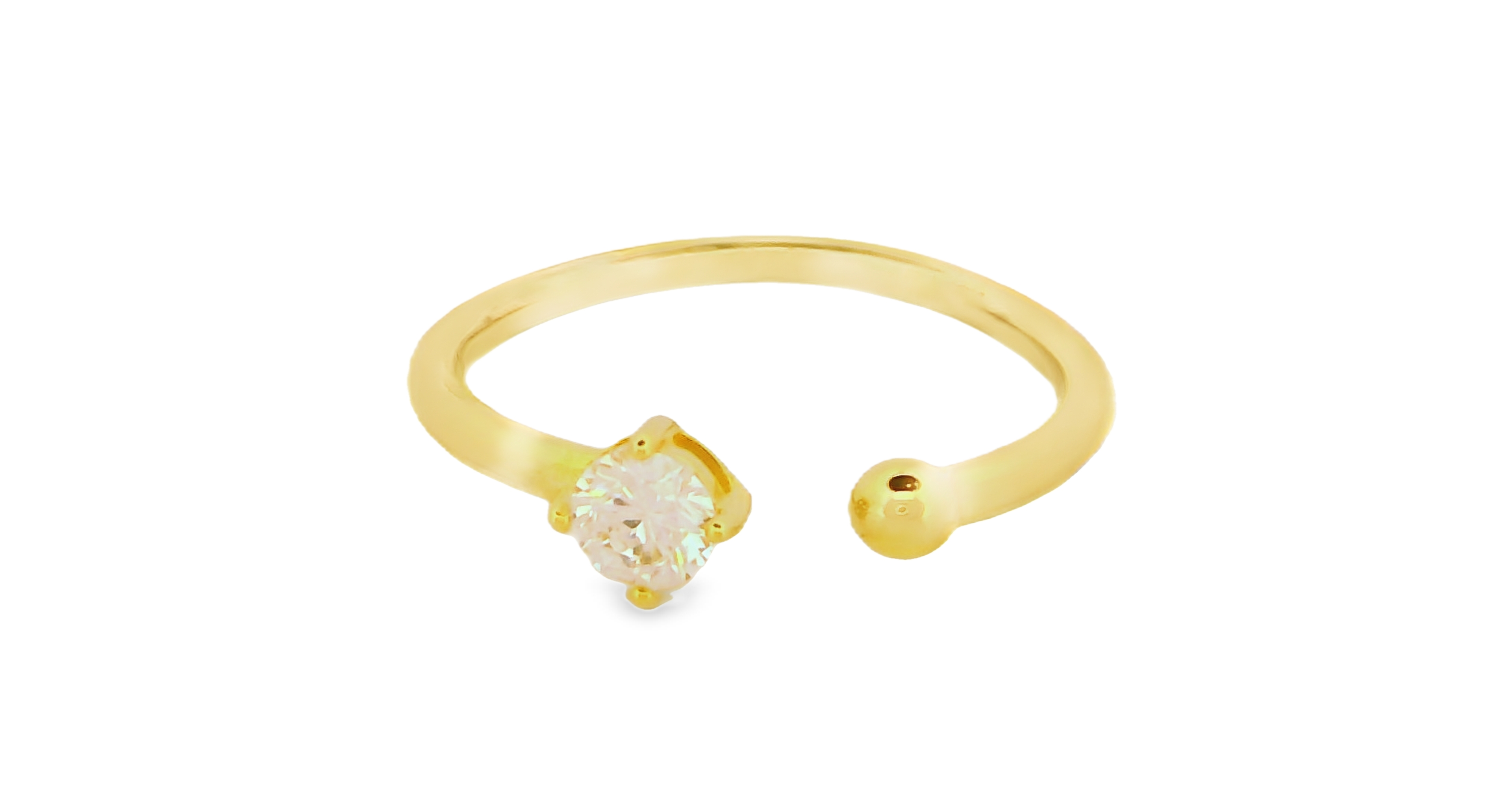 Round Claw Setting Cuff Ring in Gold