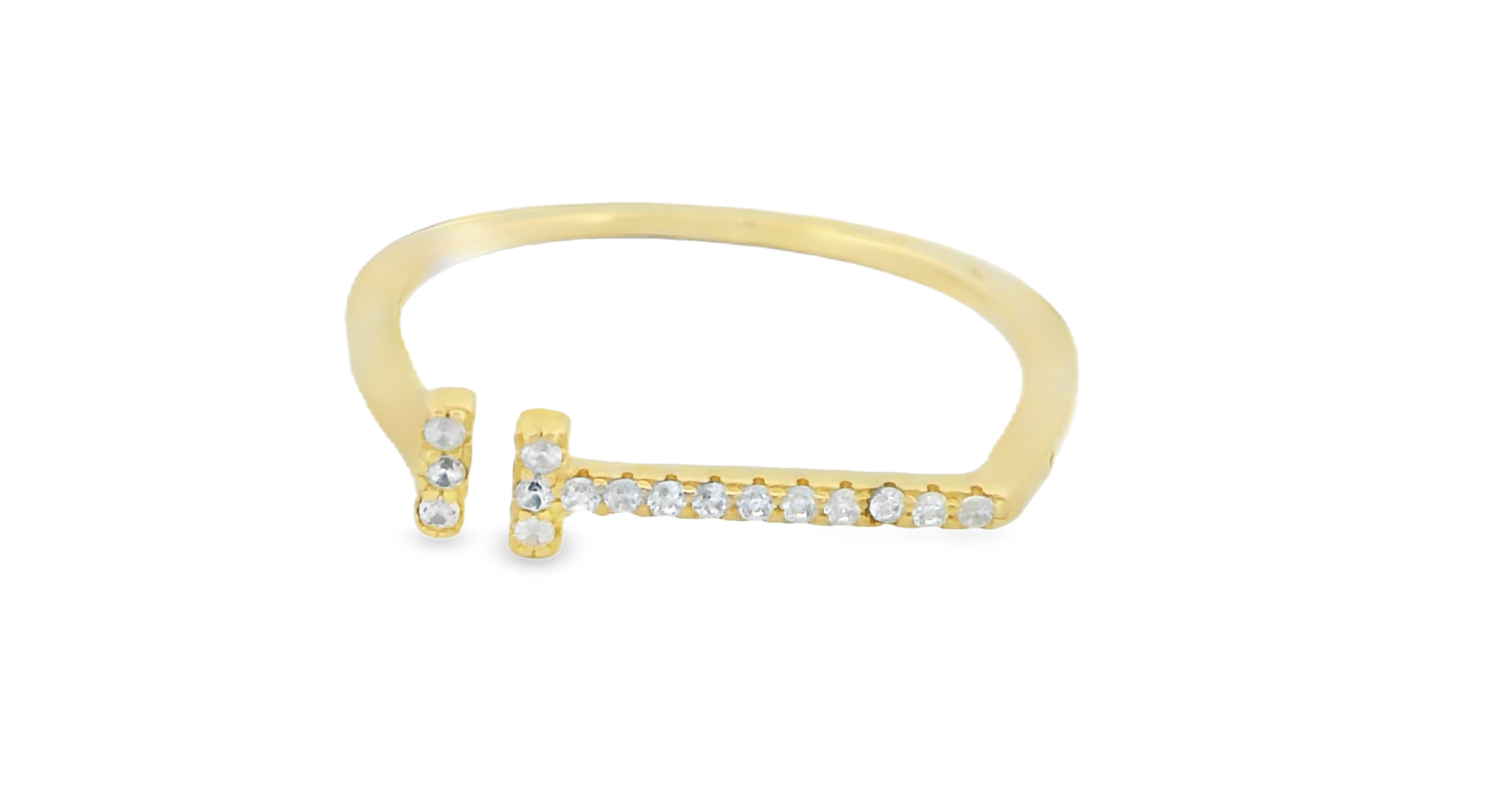T Bar Cuff Ring in Gold