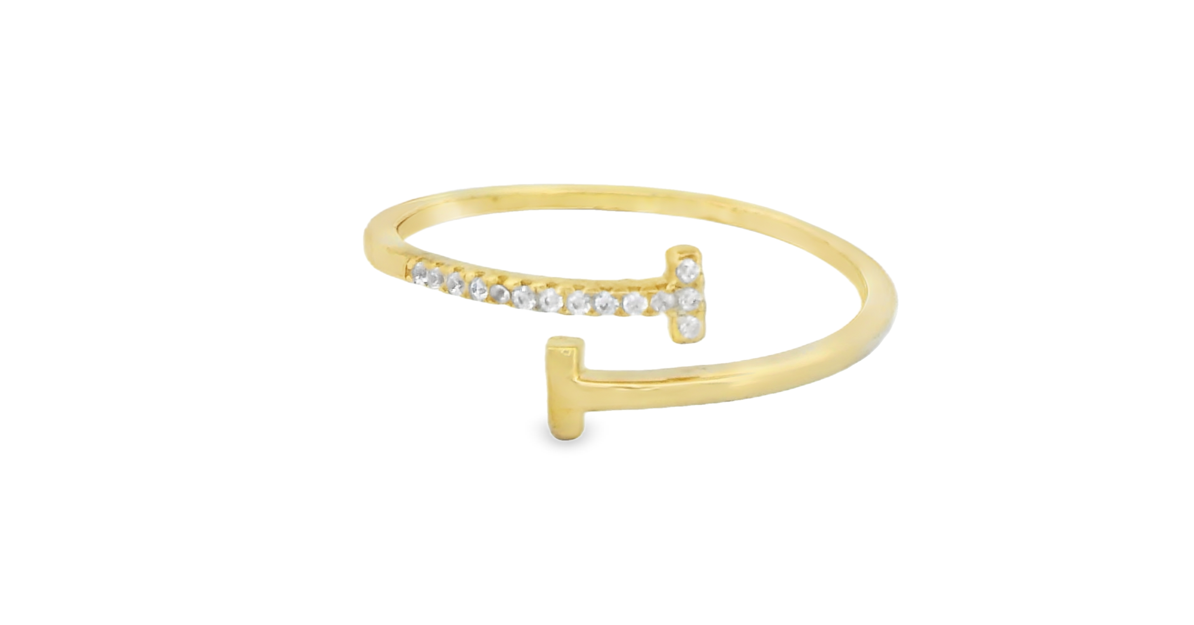 T Cuff Ring in Gold