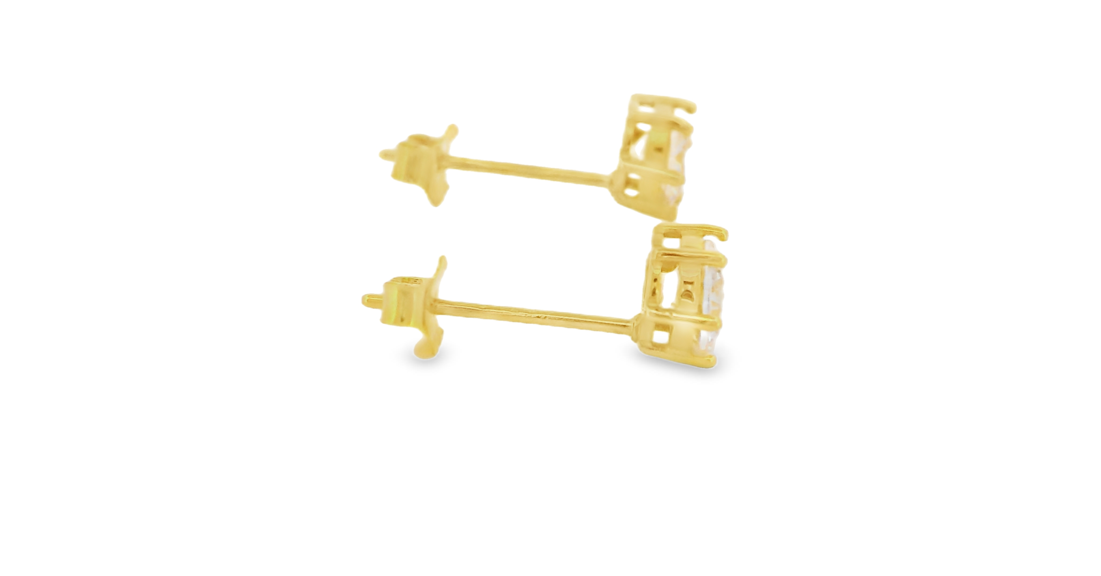 Round Claw Stud Earrings Set in Gold