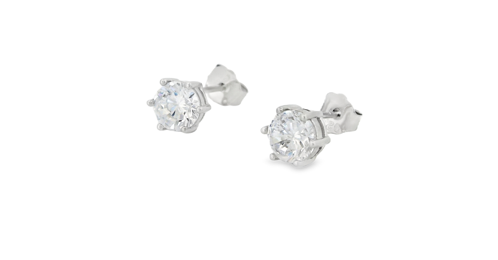 Round Claw Stud Earrings Set in Silver (3 Pack)