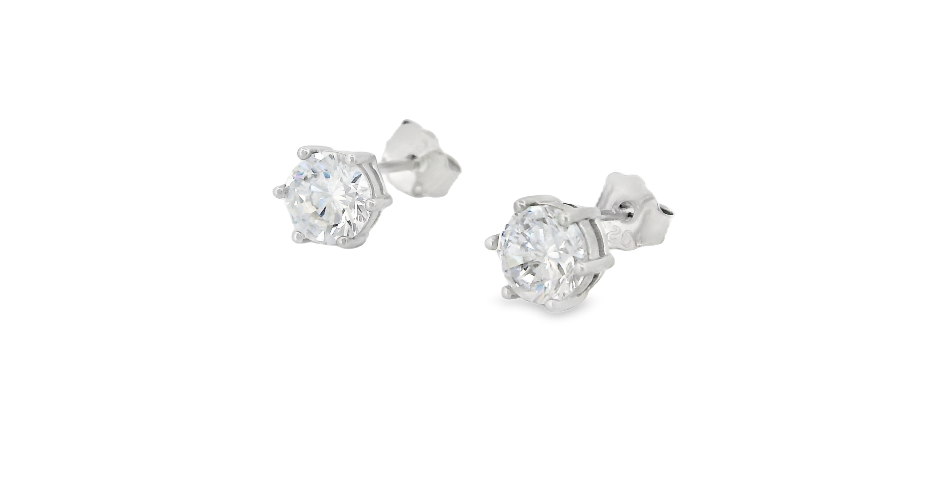 Round Claw Stud Earrings Set in Silver (3 Pack)