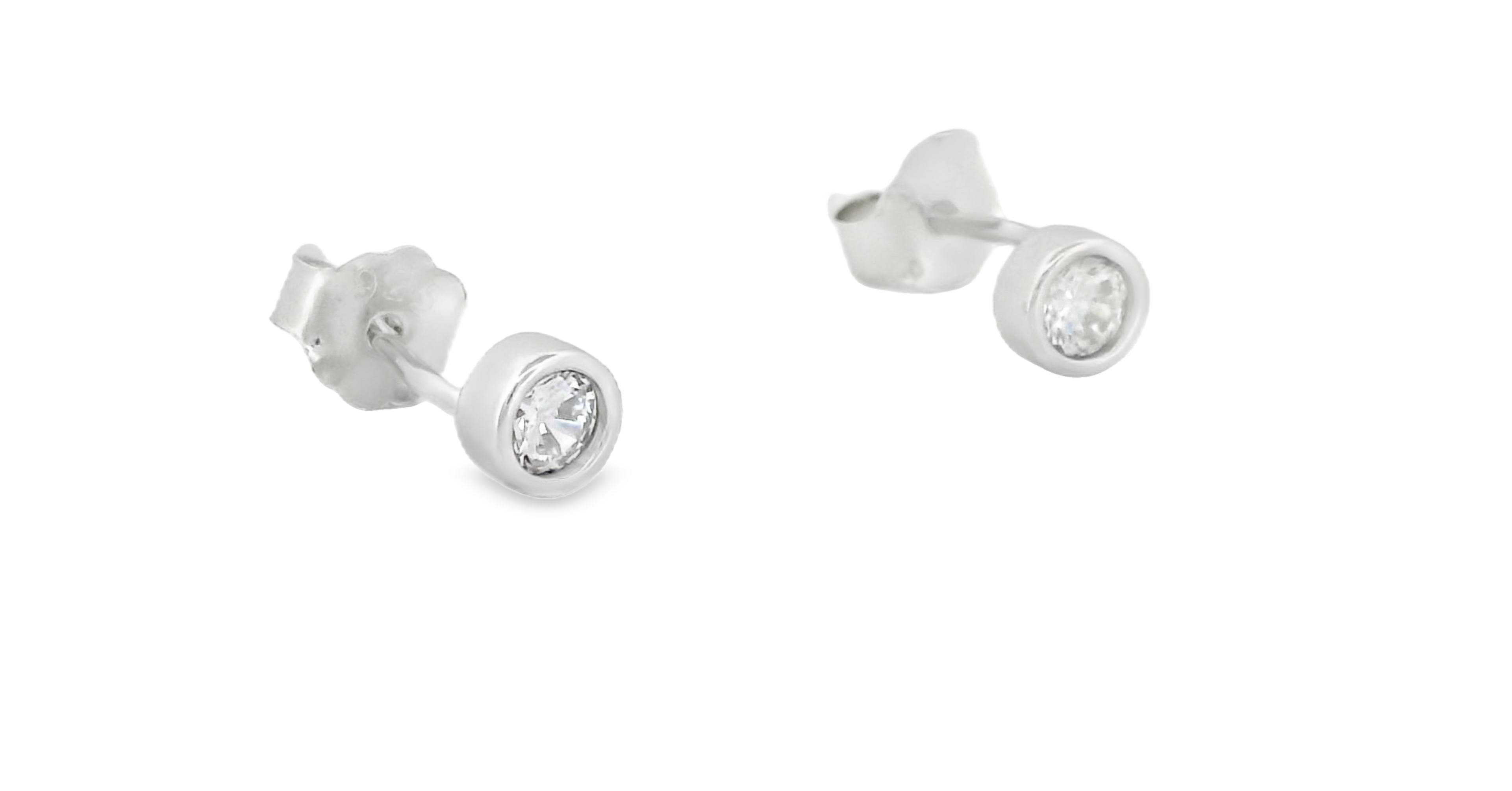 Round Stud Earrings Set in Silver (3 Pack)