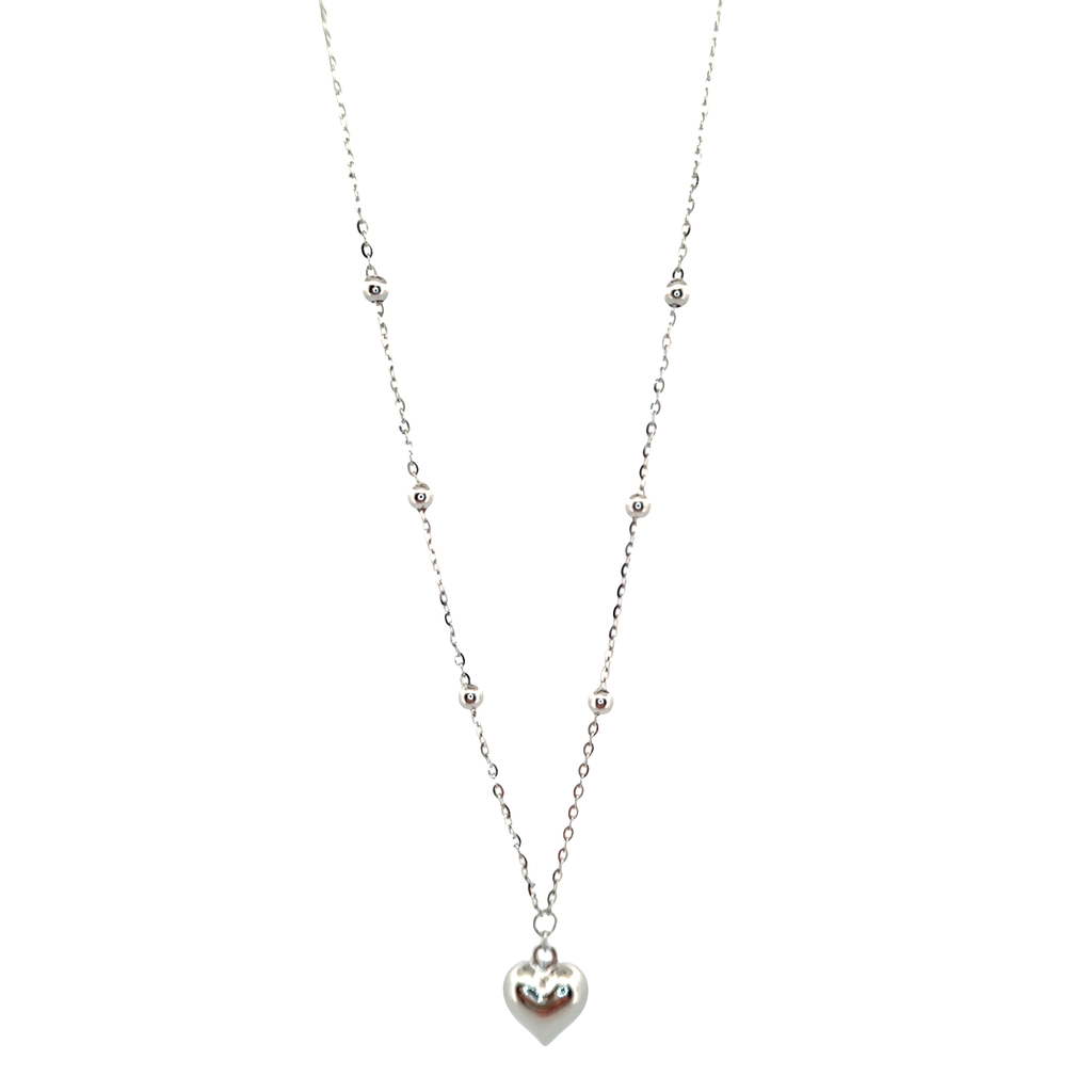 Full Heart Necklace in Silver