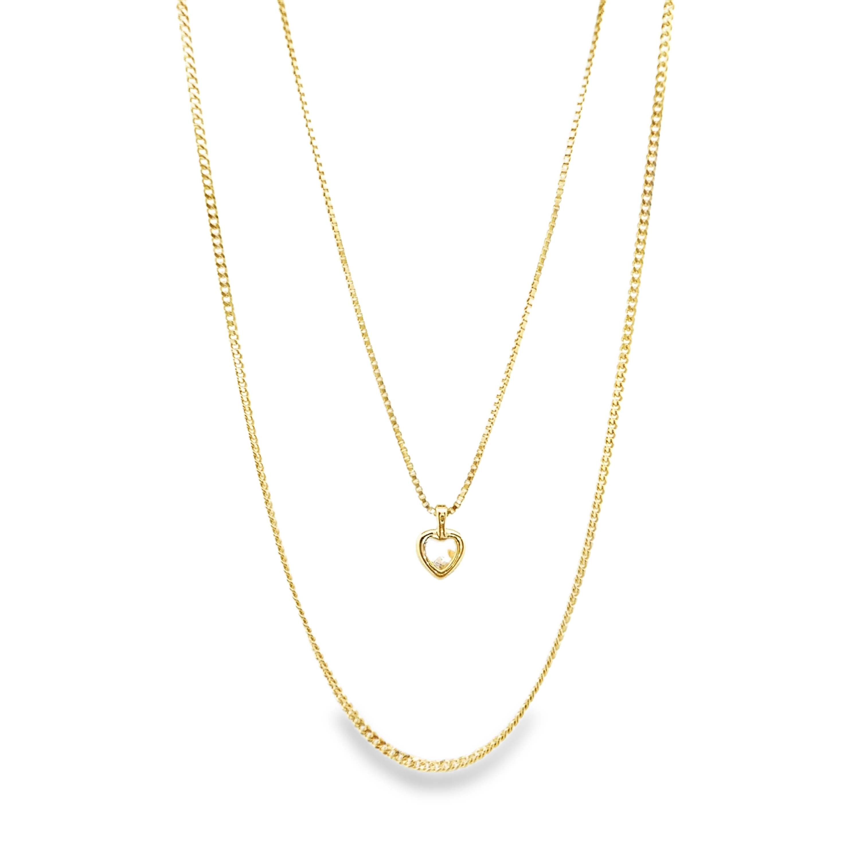Layered Heart Pendant Necklace in Gold