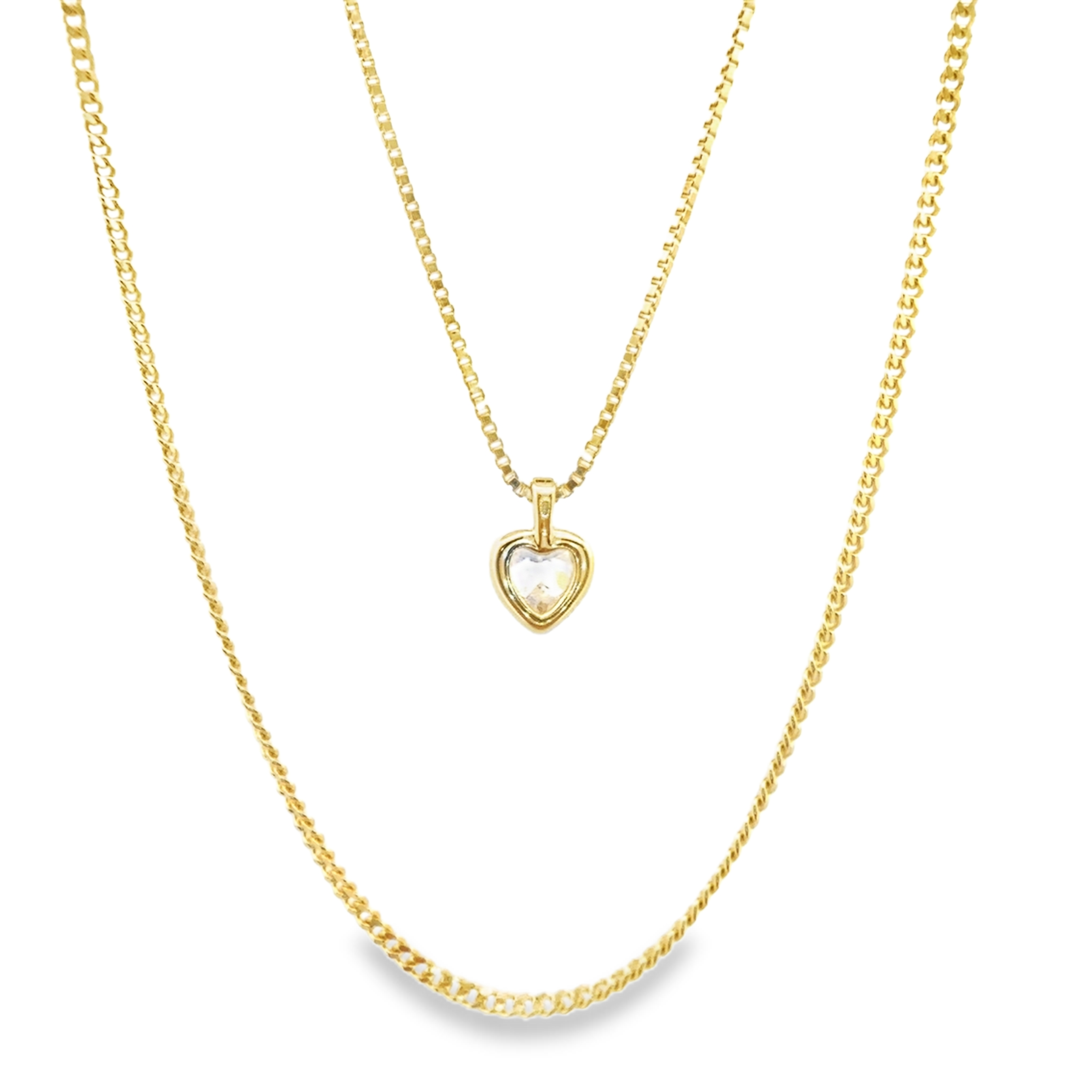 Layered Heart Pendant Necklace in Gold