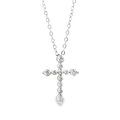 Round Cross Pendant Necklace in Silver