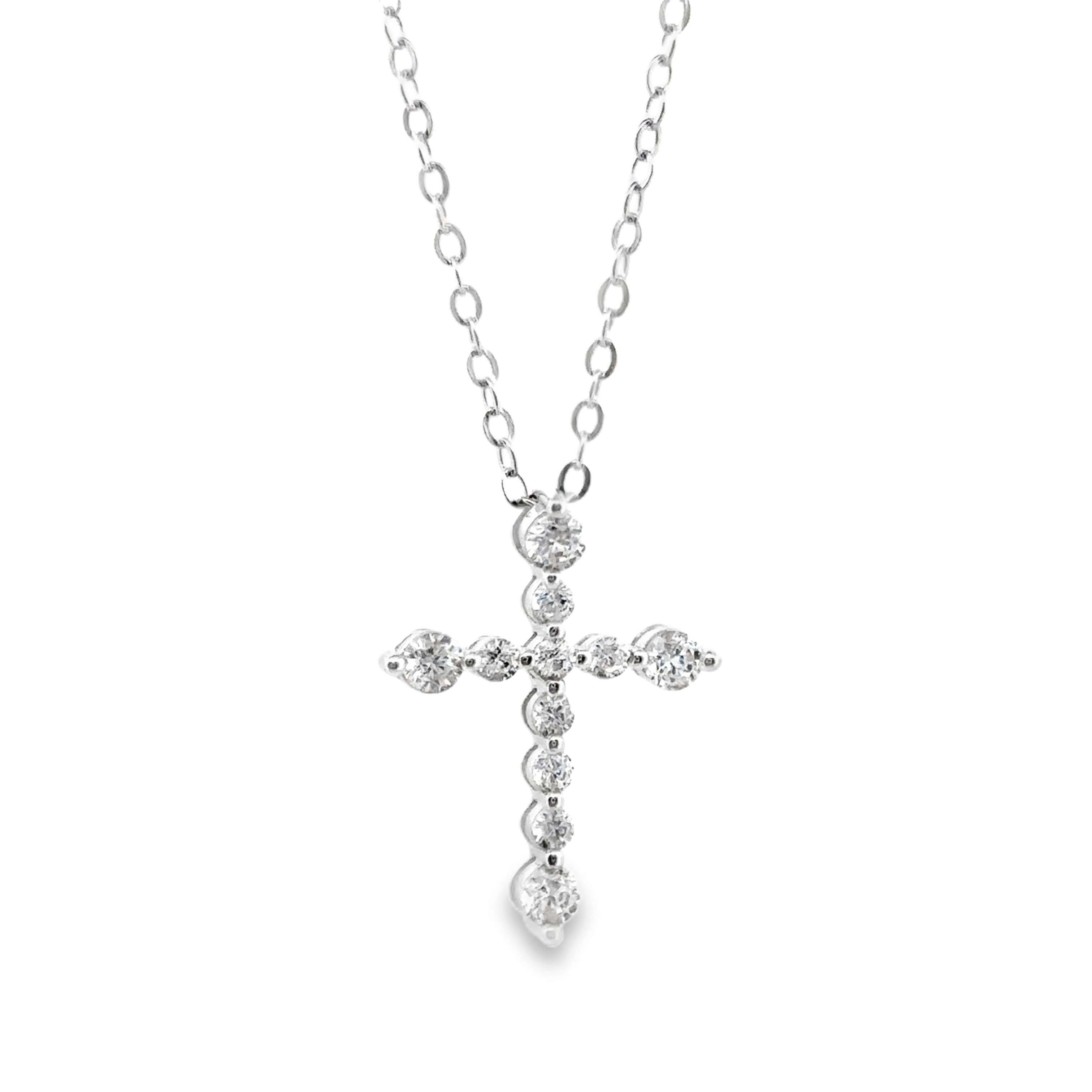 Round Cross Pendant Necklace in Silver