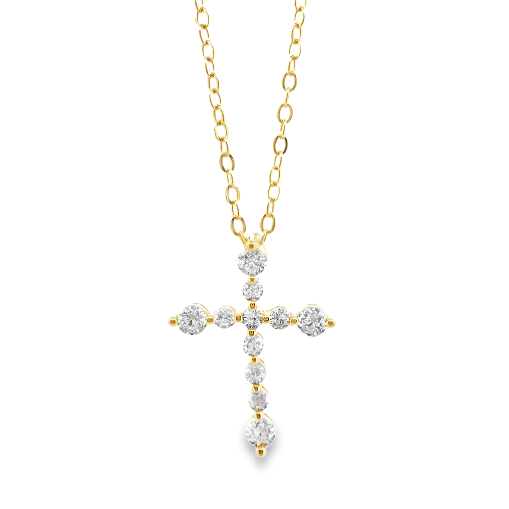 Round Cross Pendant Necklace in Gold