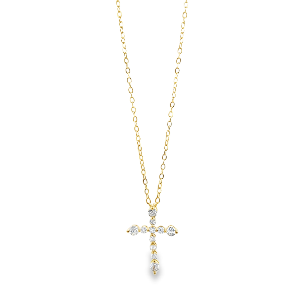 Round Cross Pendant Necklace in Gold