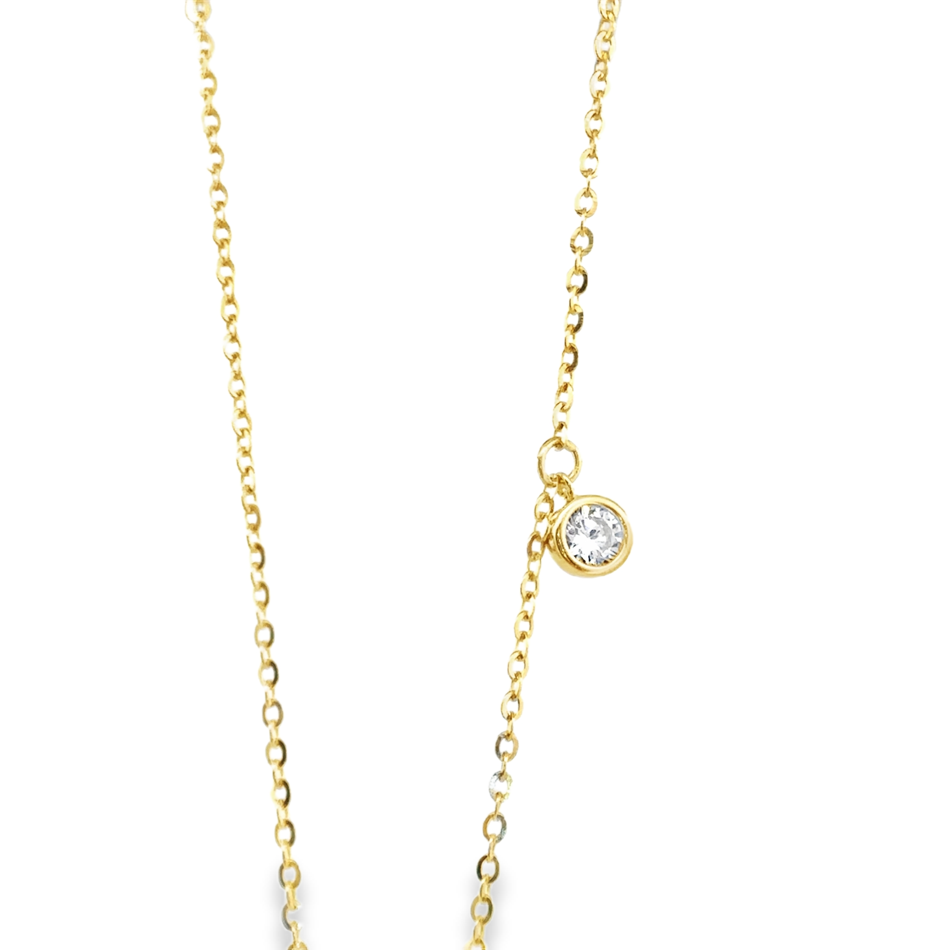 Round Claw Setting Cross Pendant Necklace in Gold