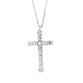 Round Claw Setting Cross Pendant Necklace in Silver