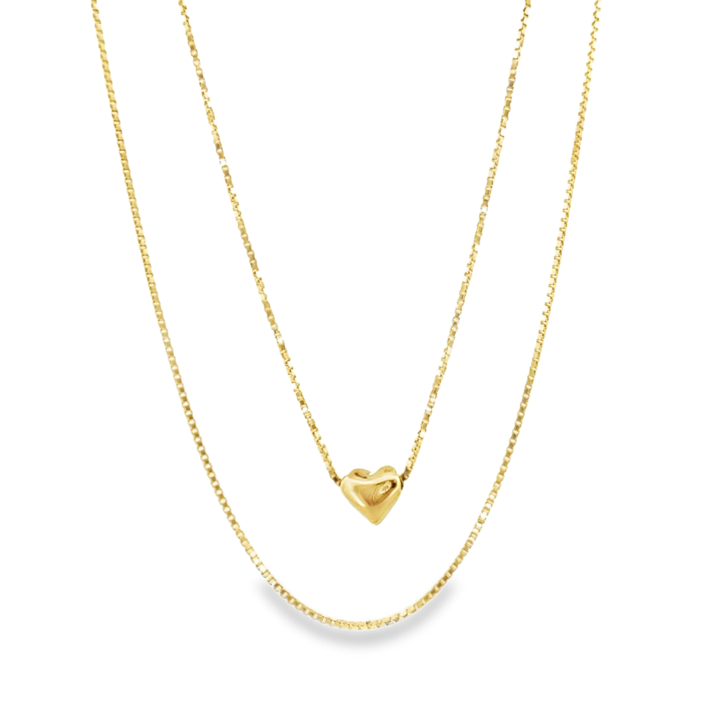 Layered Full Heart Pendant Necklace in Gold