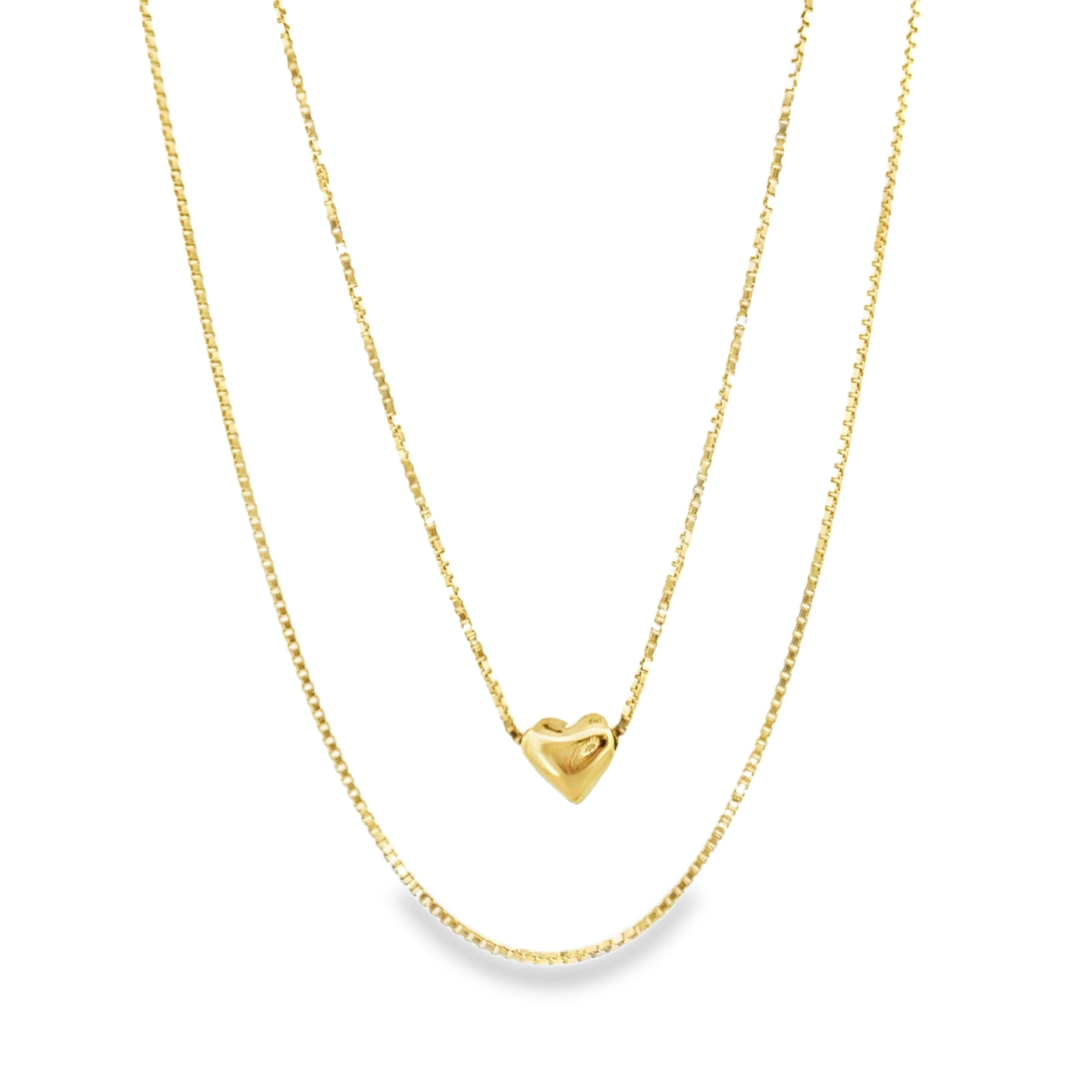 Layered Full Heart Pendant Necklace in Gold
