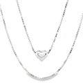 Layered Full Heart Pendant Necklace in Silver