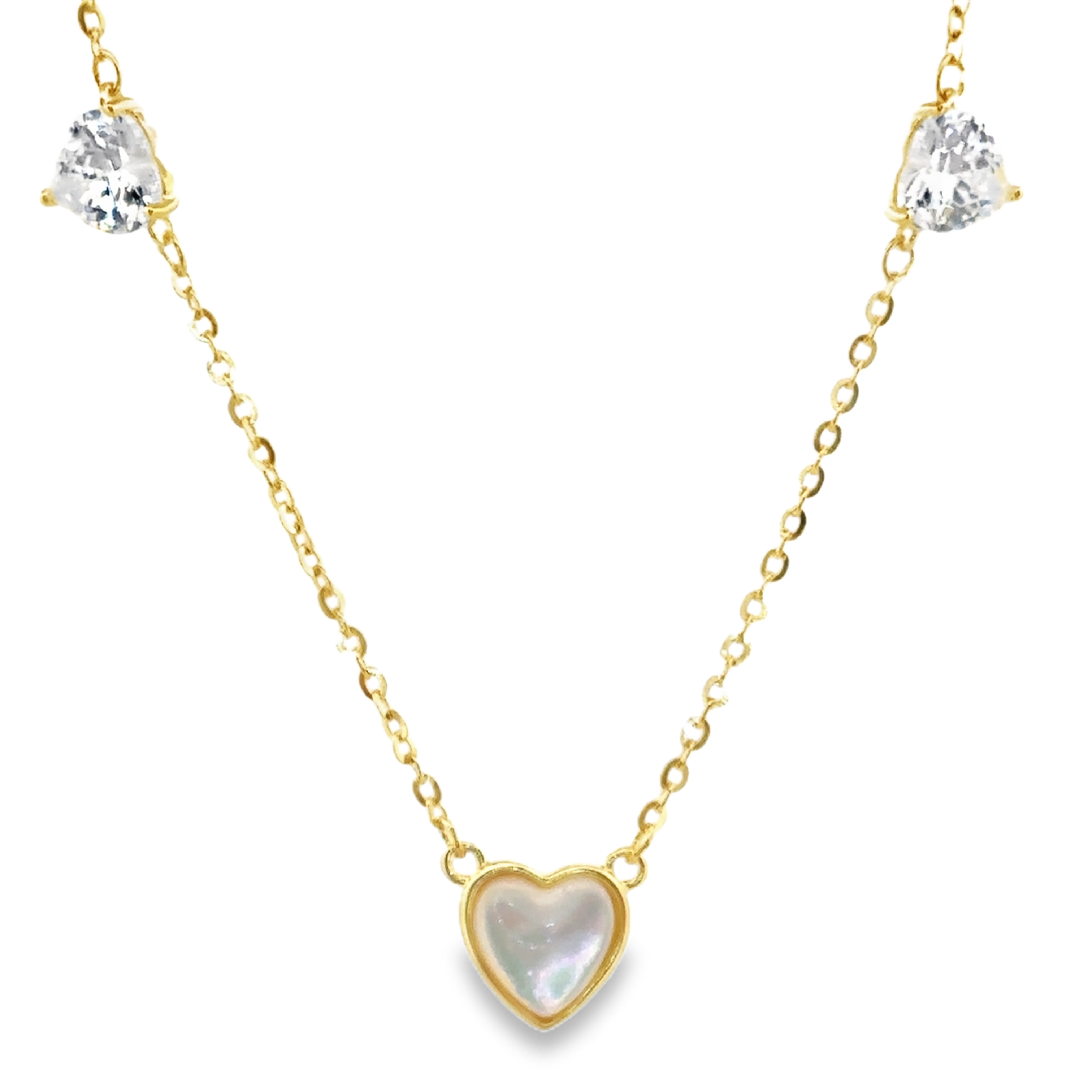 Heart-shaped Pearl and Gemstones Necklace in Gold
