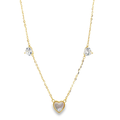 Heart-shaped Pearl and Gemstones Necklace in Gold