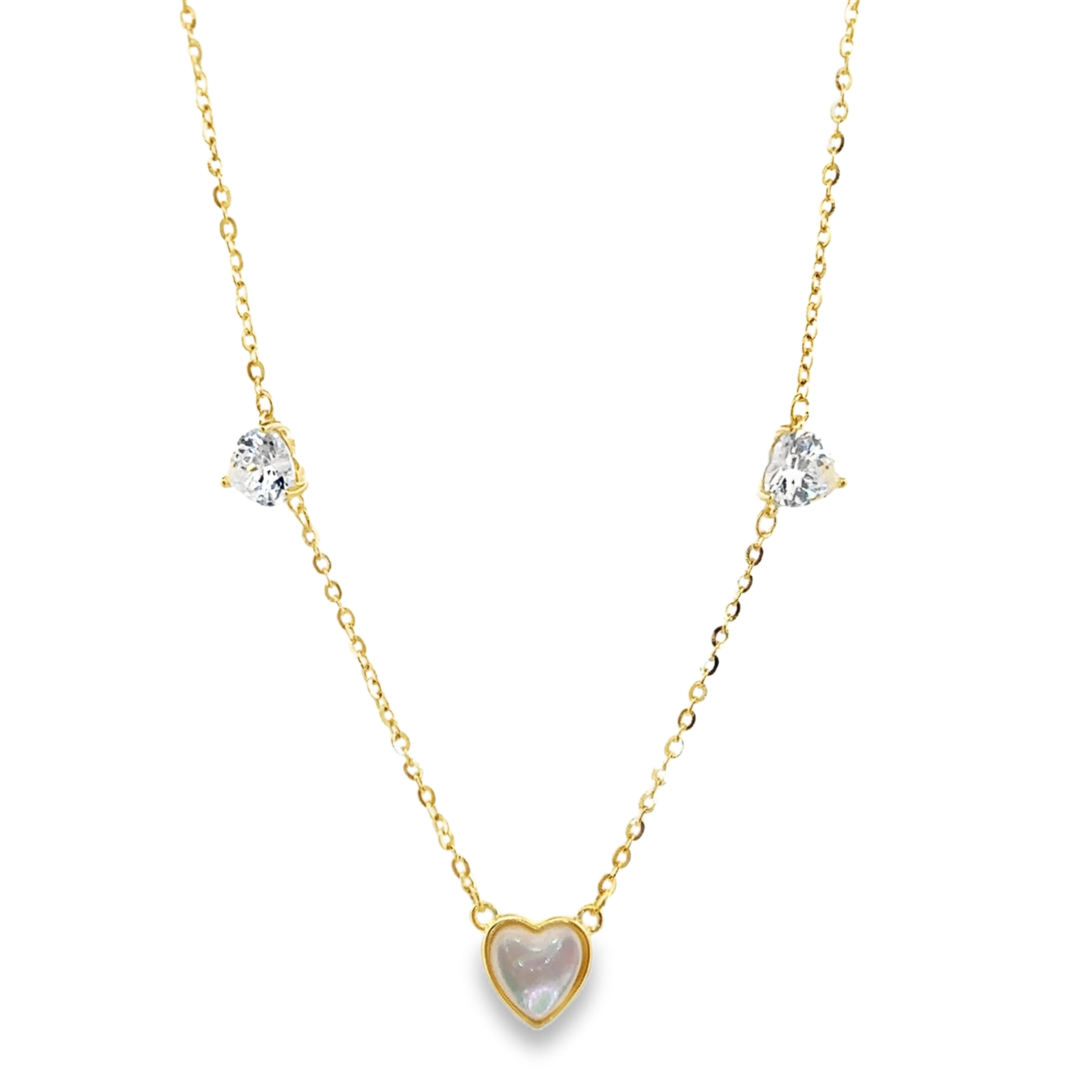 Heart-shaped Pearl and Gemstones Necklace in Gold