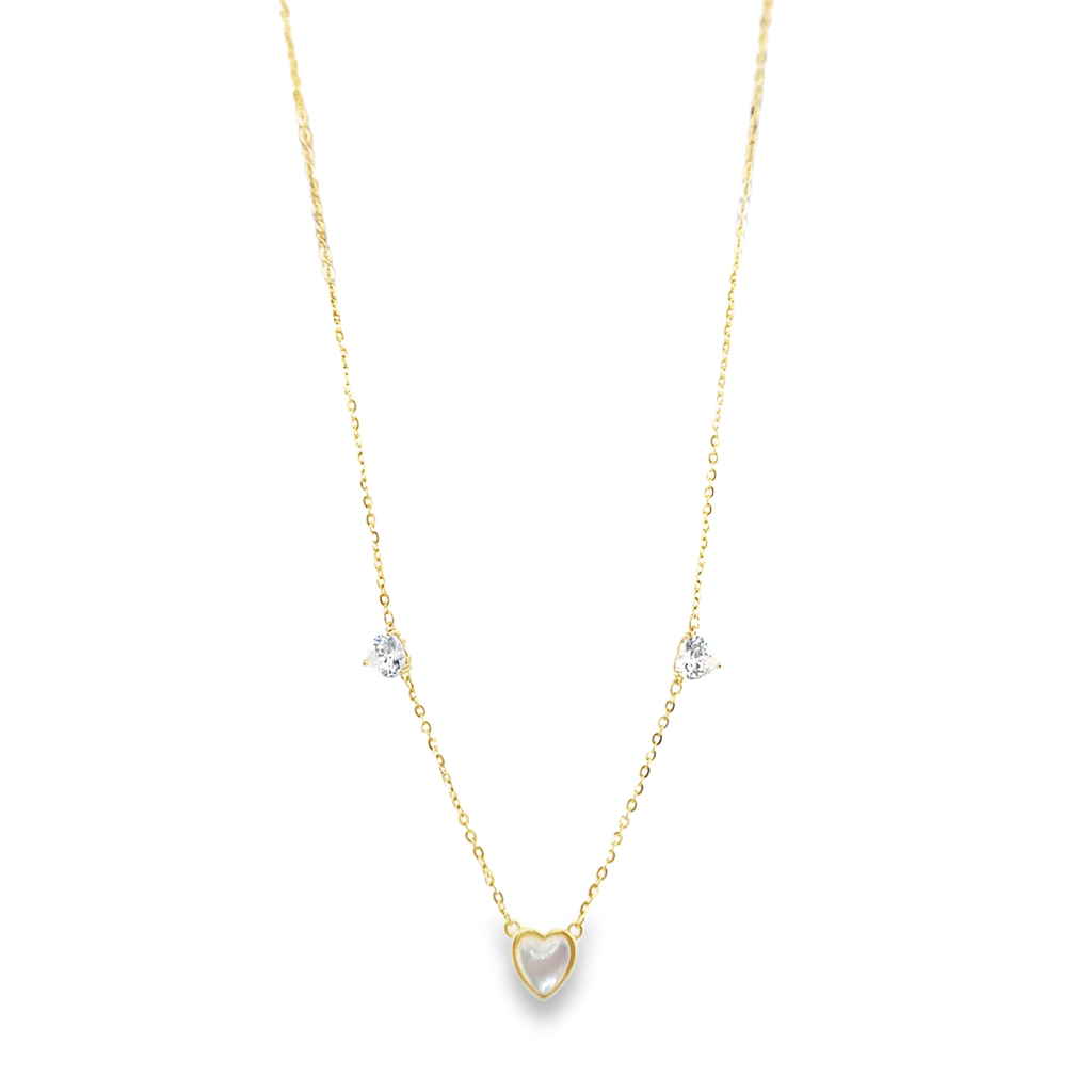 Heart-shaped Pearl and Gemstones Necklace in Gold