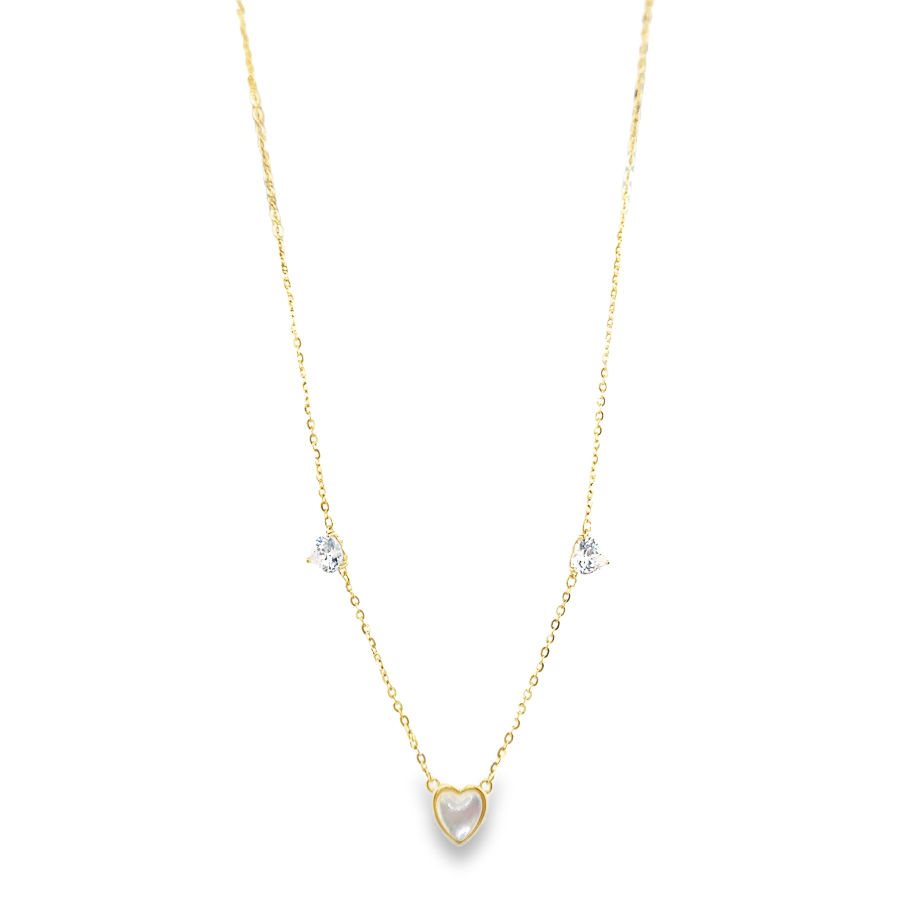 Heart-shaped Pearl and Gemstones Necklace in Gold