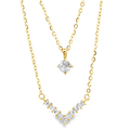 Layered Gemstone Pendant Necklace in Gold