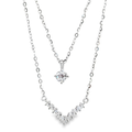Layered Gemstone Pendant Necklace in Silver