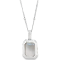 Black and Pearl Gemstone Pendant Necklace in Silver