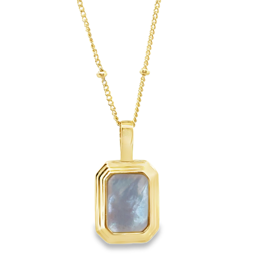 Black and Pearl Gemstone Pendant Necklace in Gold