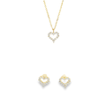 Heart Pendant Necklace and Earrings Set in Gold