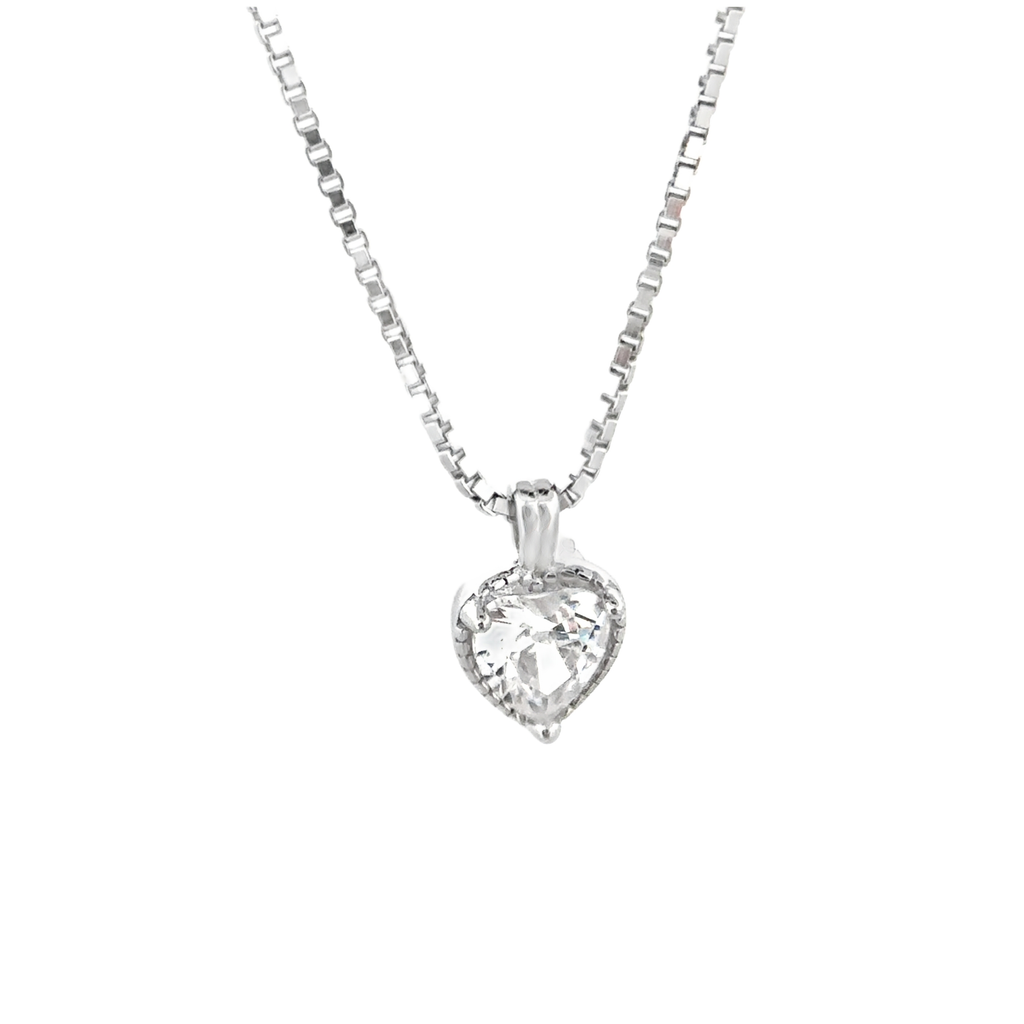 Layered Heart Pendant Necklace in Silver