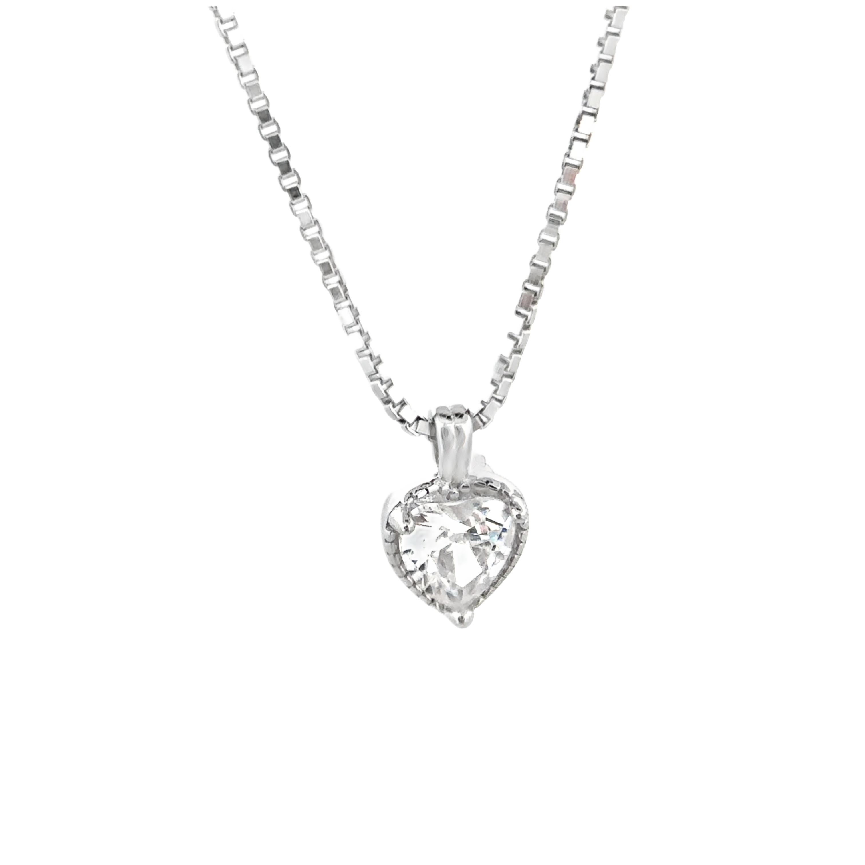 Layered Heart Pendant Necklace in Silver