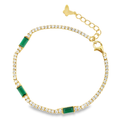 Green Gemstone Tennis Bracelet in Gold