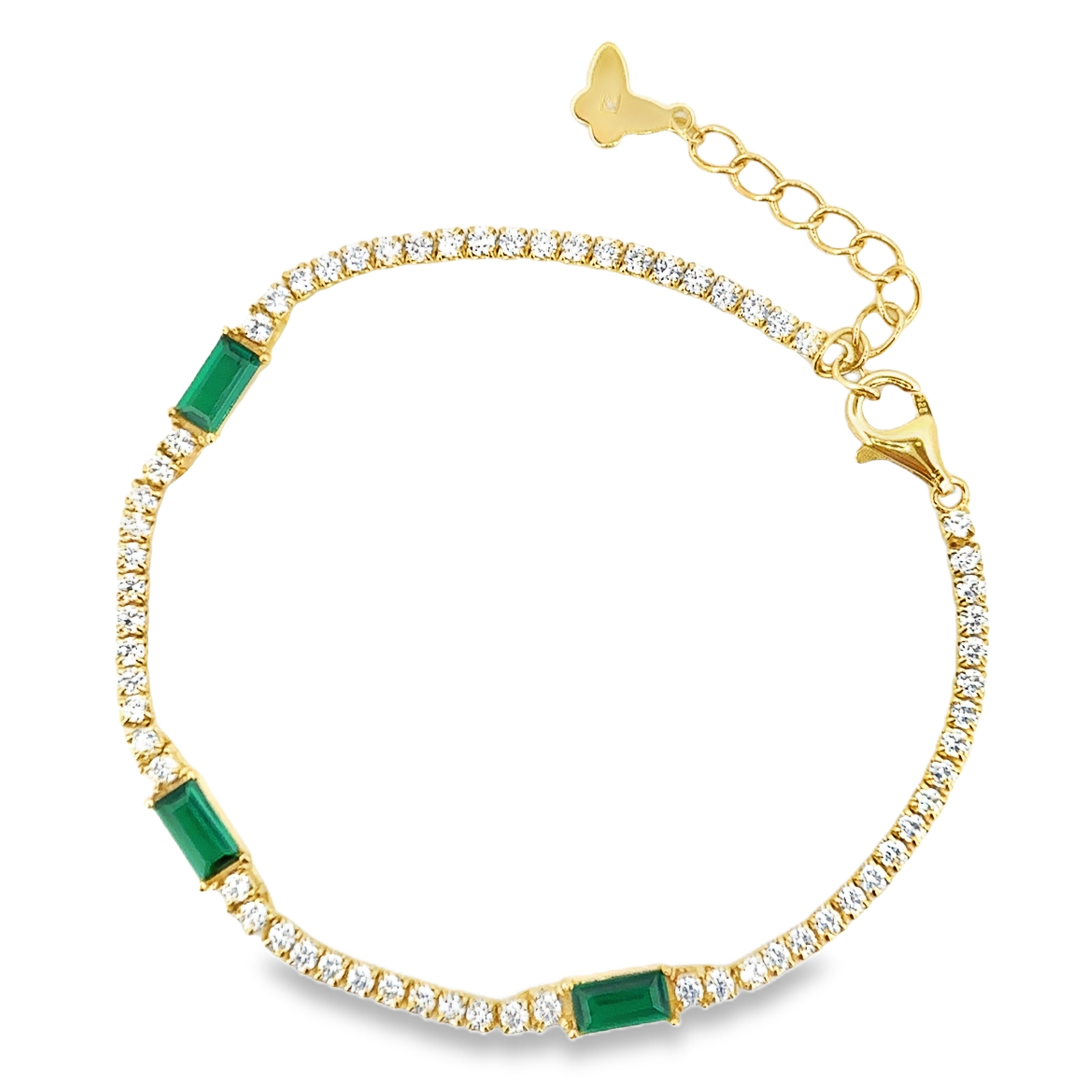Green Gemstone Tennis Bracelet in Gold
