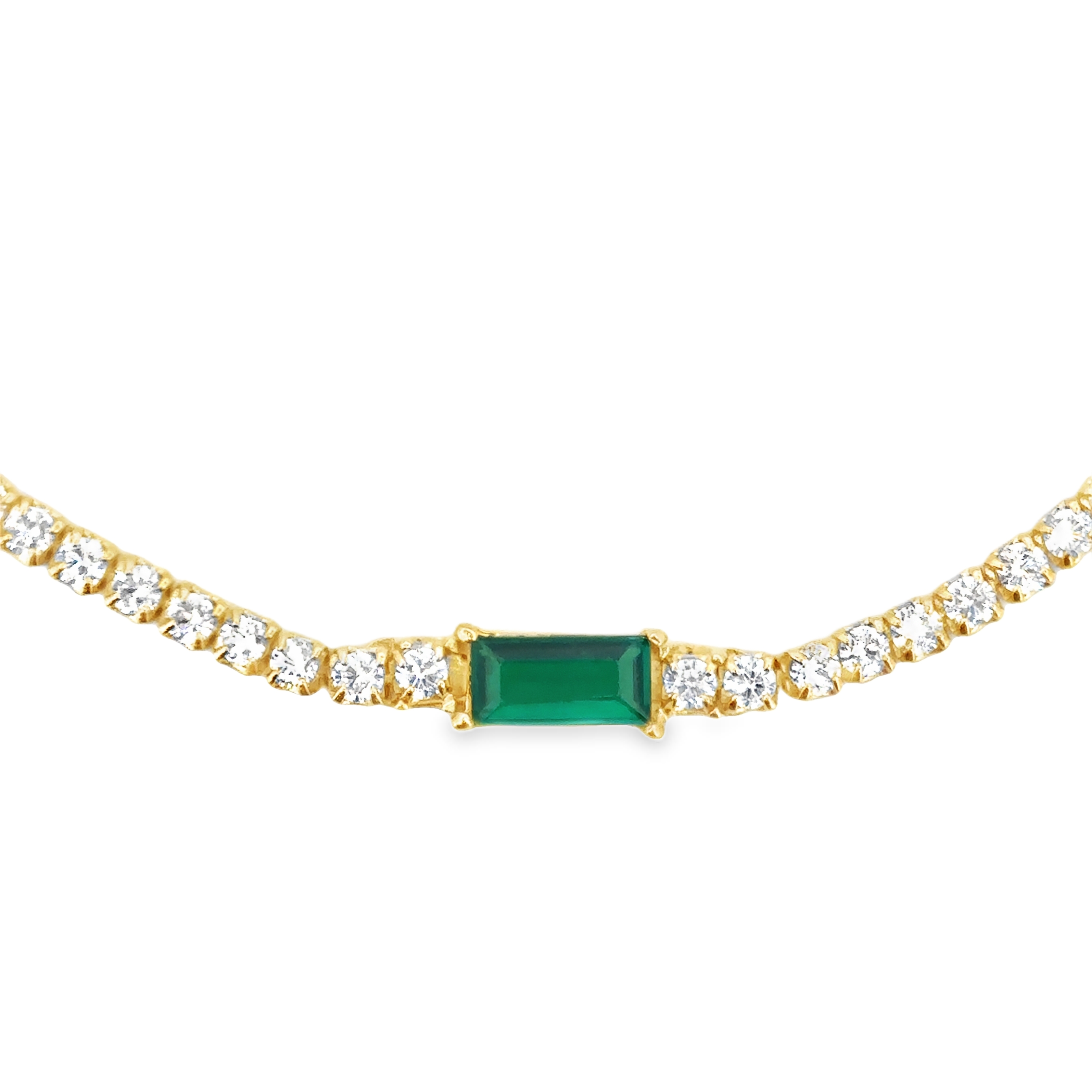Green Gemstone Tennis Bracelet in Gold