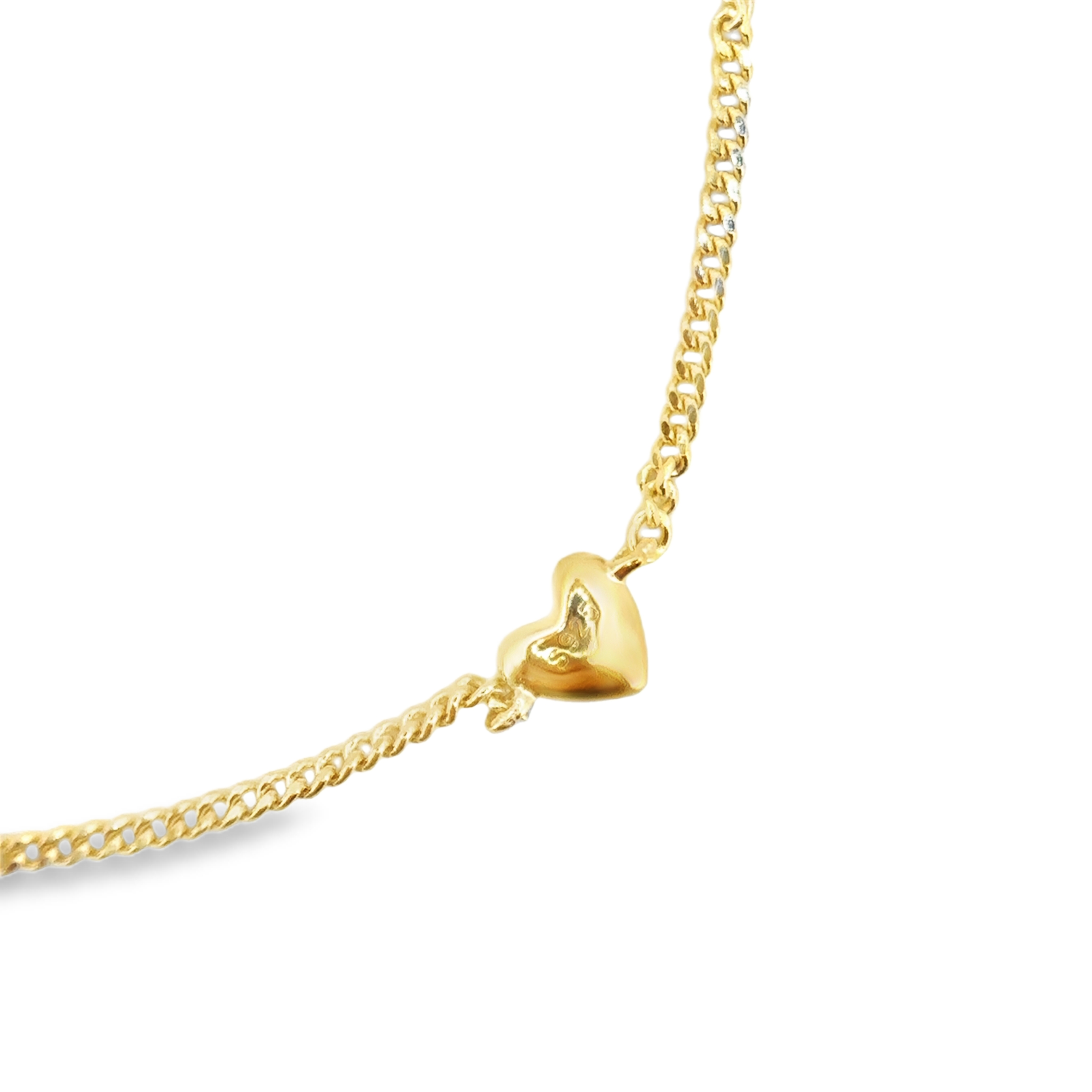 Full Heart Charm Cuban Bracelet in Gold