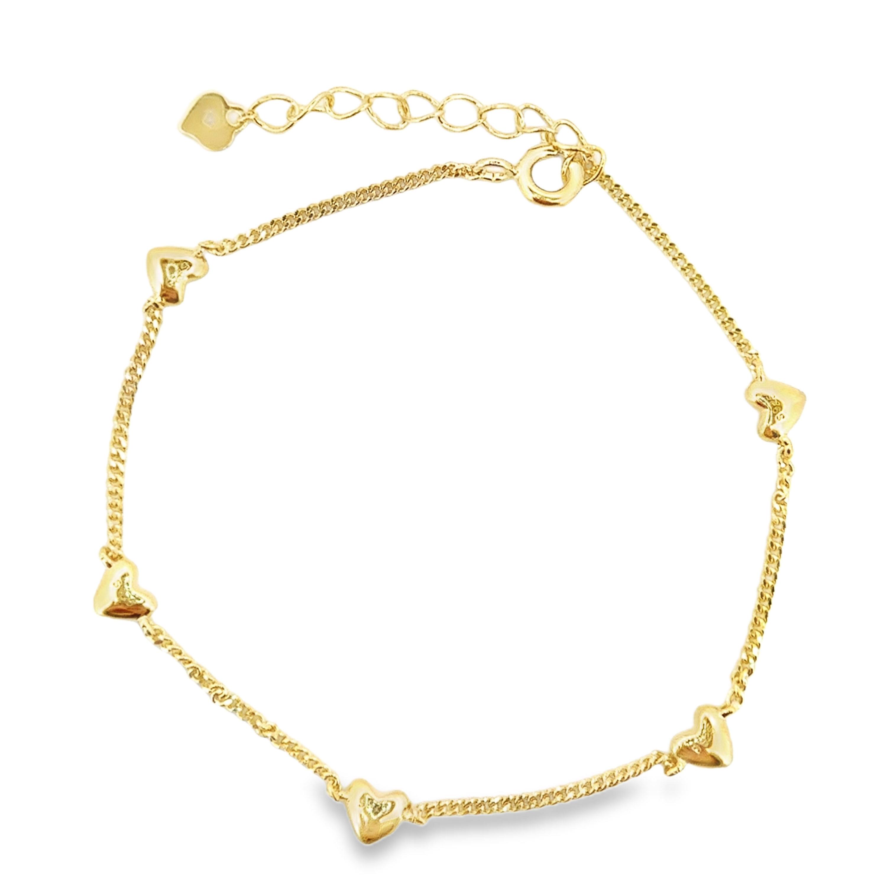 Full Heart Charm Cuban Bracelet in Gold