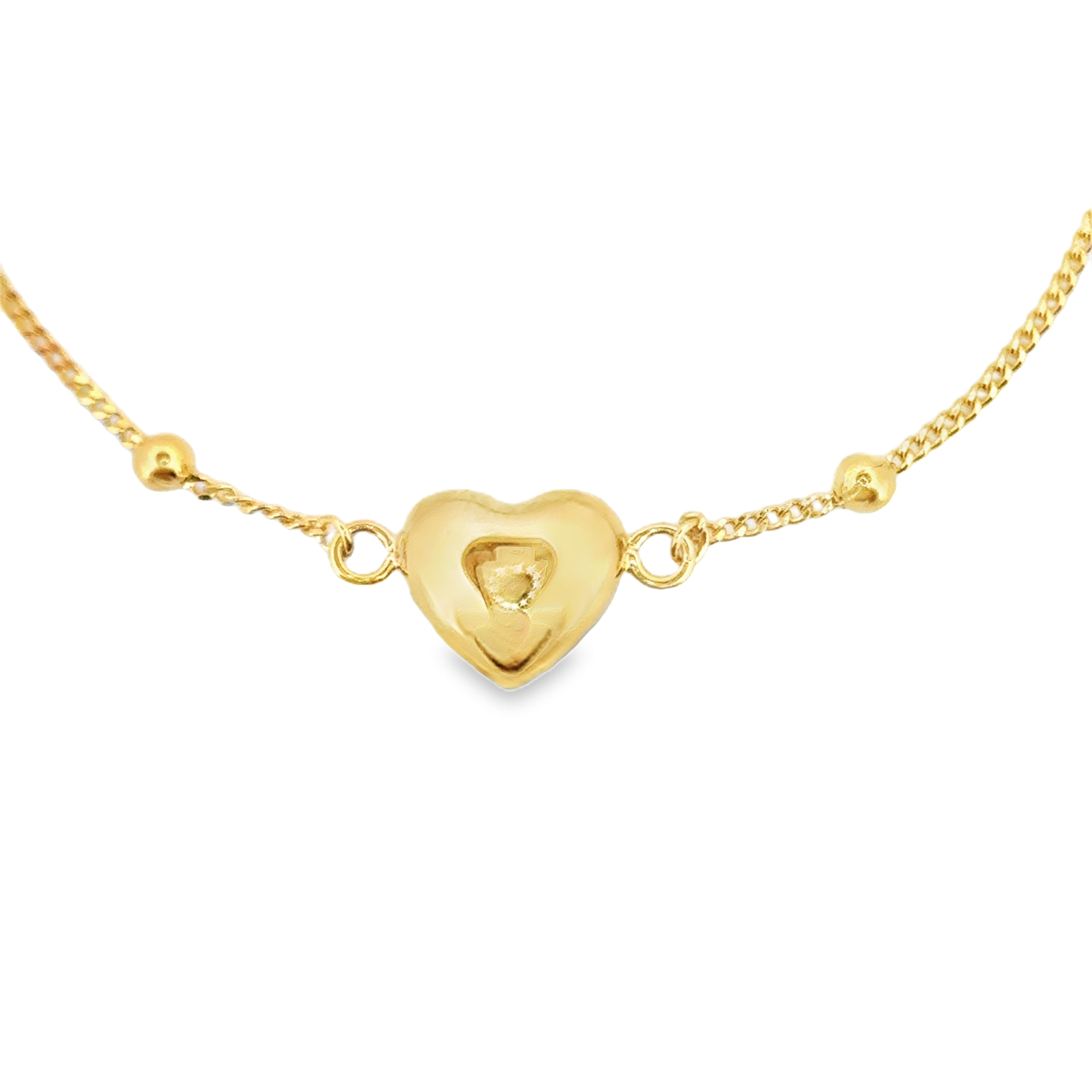 Full Heart Cuban Bracelet in Gold