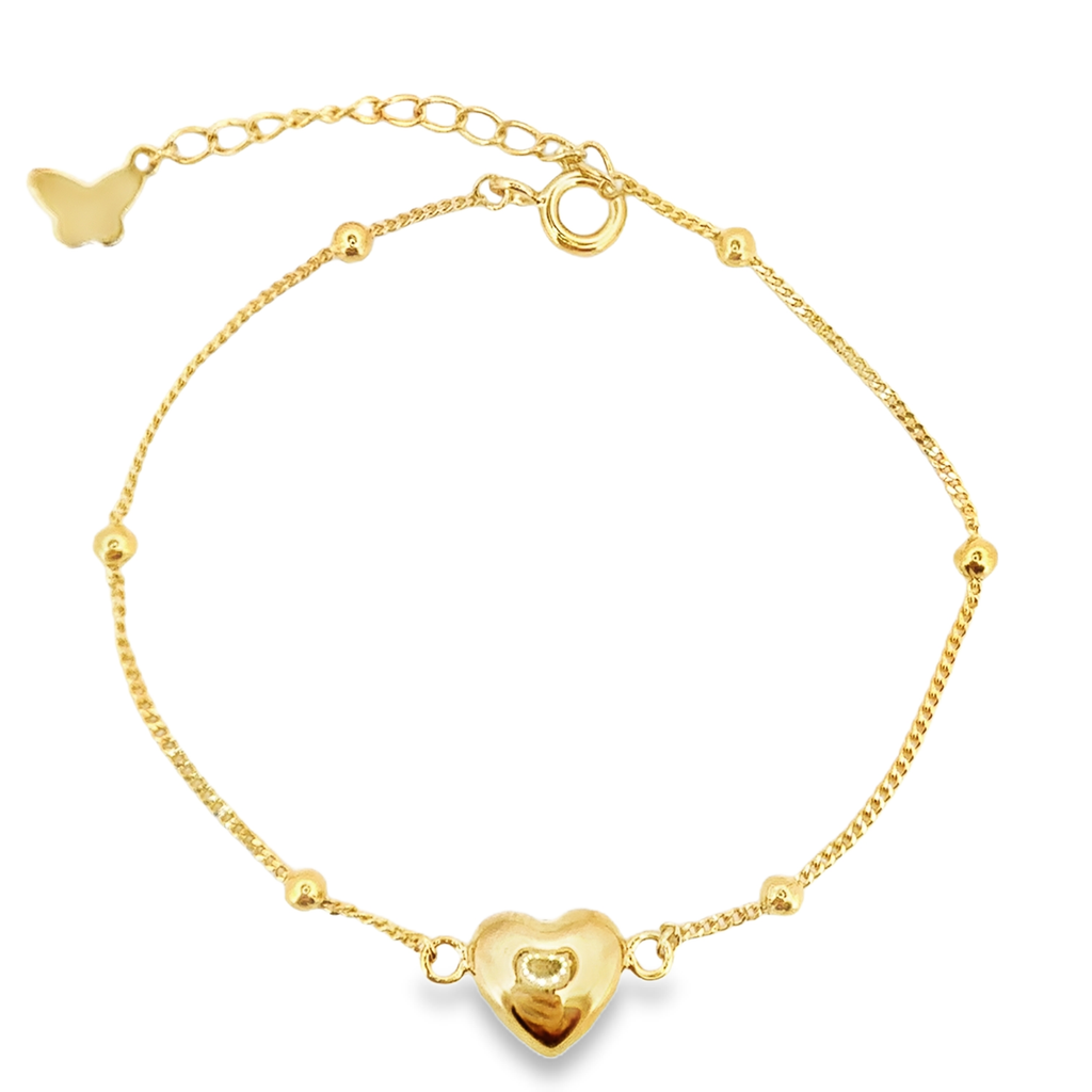 Full Heart Cuban Bracelet in Gold