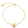Full Heart Cuban Bracelet in Gold