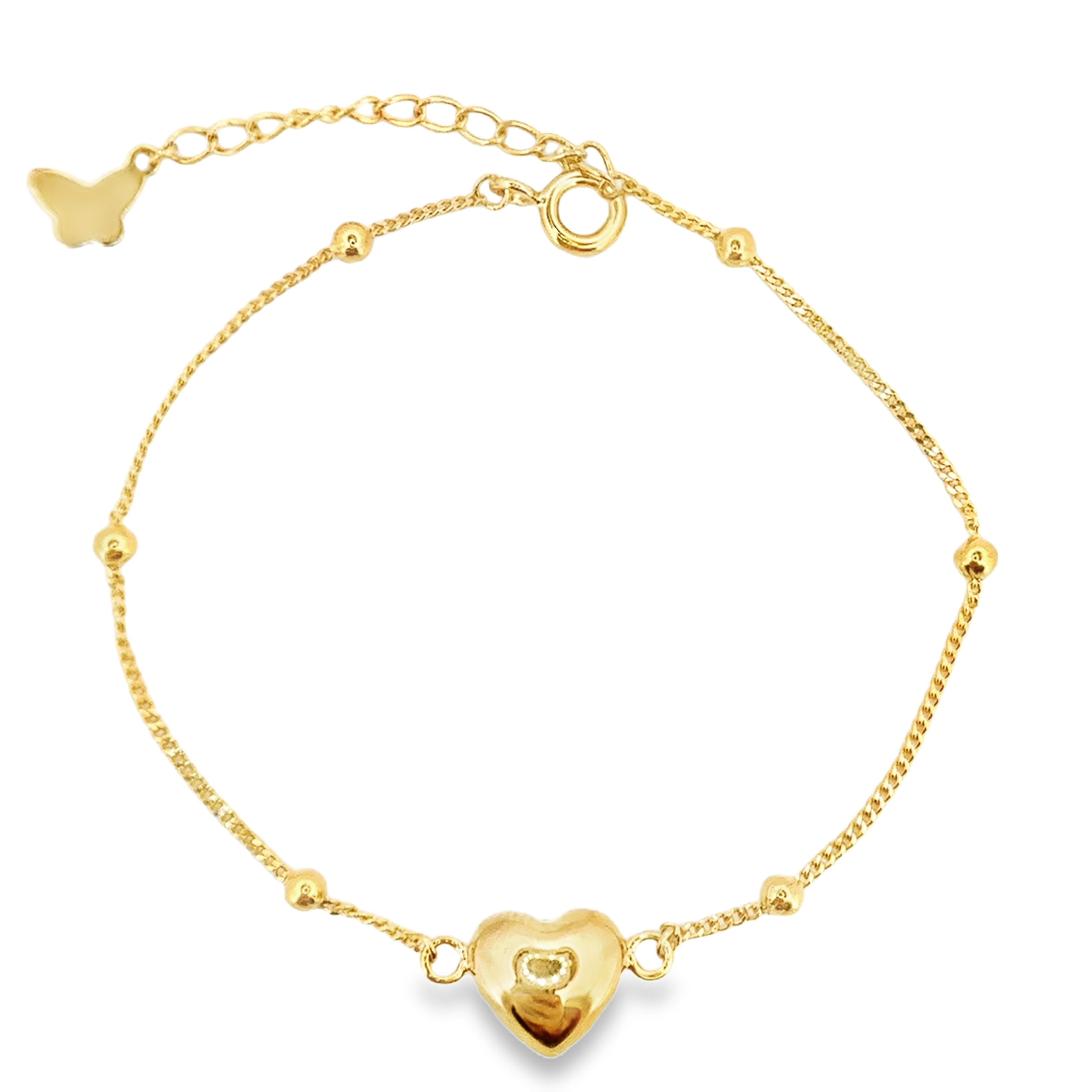 Full Heart Cuban Bracelet in Gold
