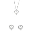Heart Pendant Necklace and Earrings Set in Silver