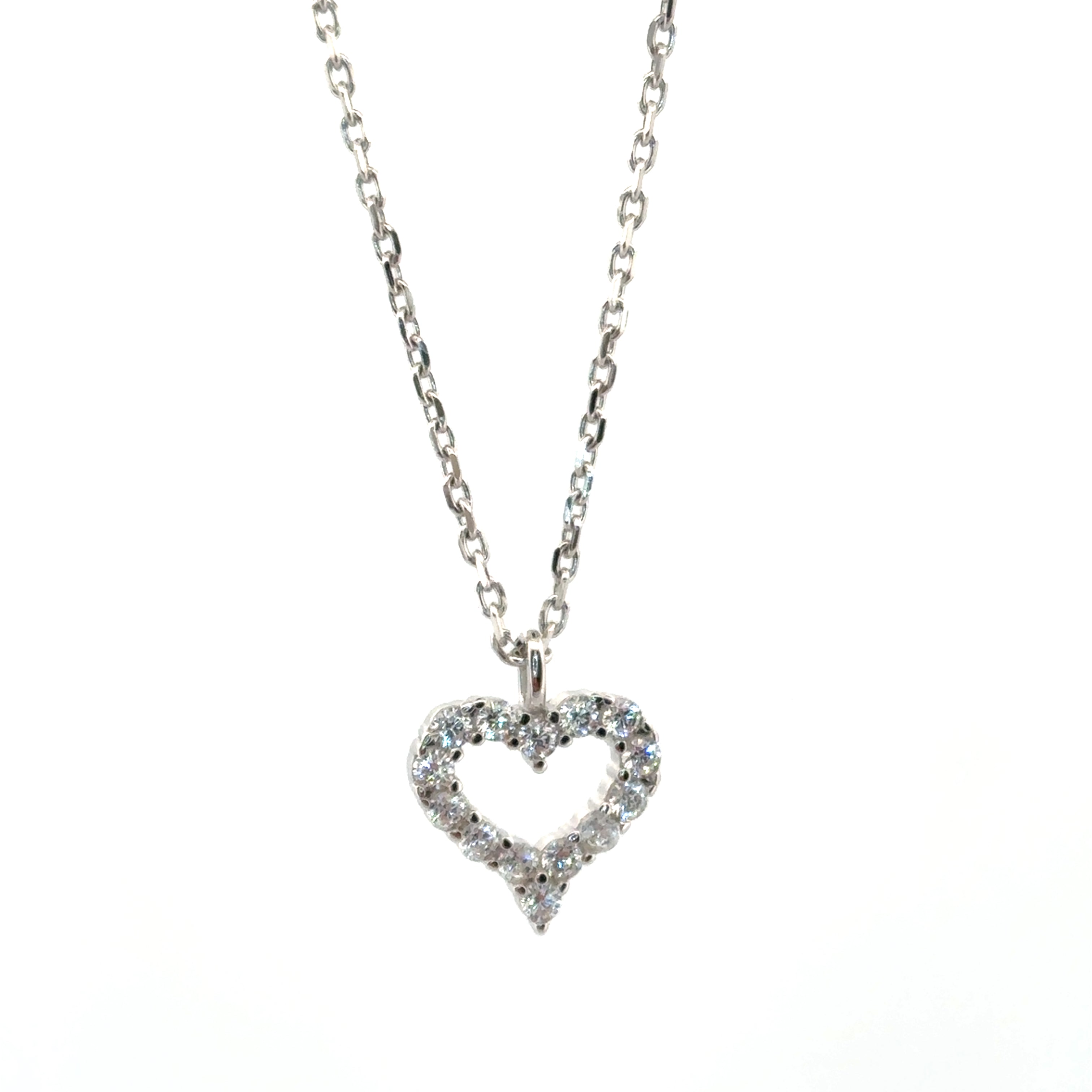 Heart Pendant Necklace and Earrings Set in Silver
