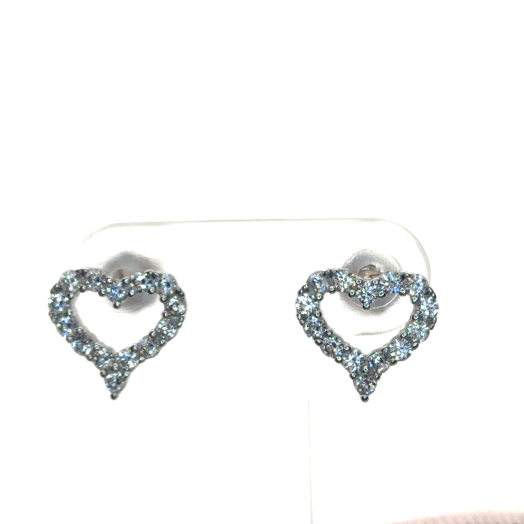 Heart Pendant Necklace and Earrings Set in Silver