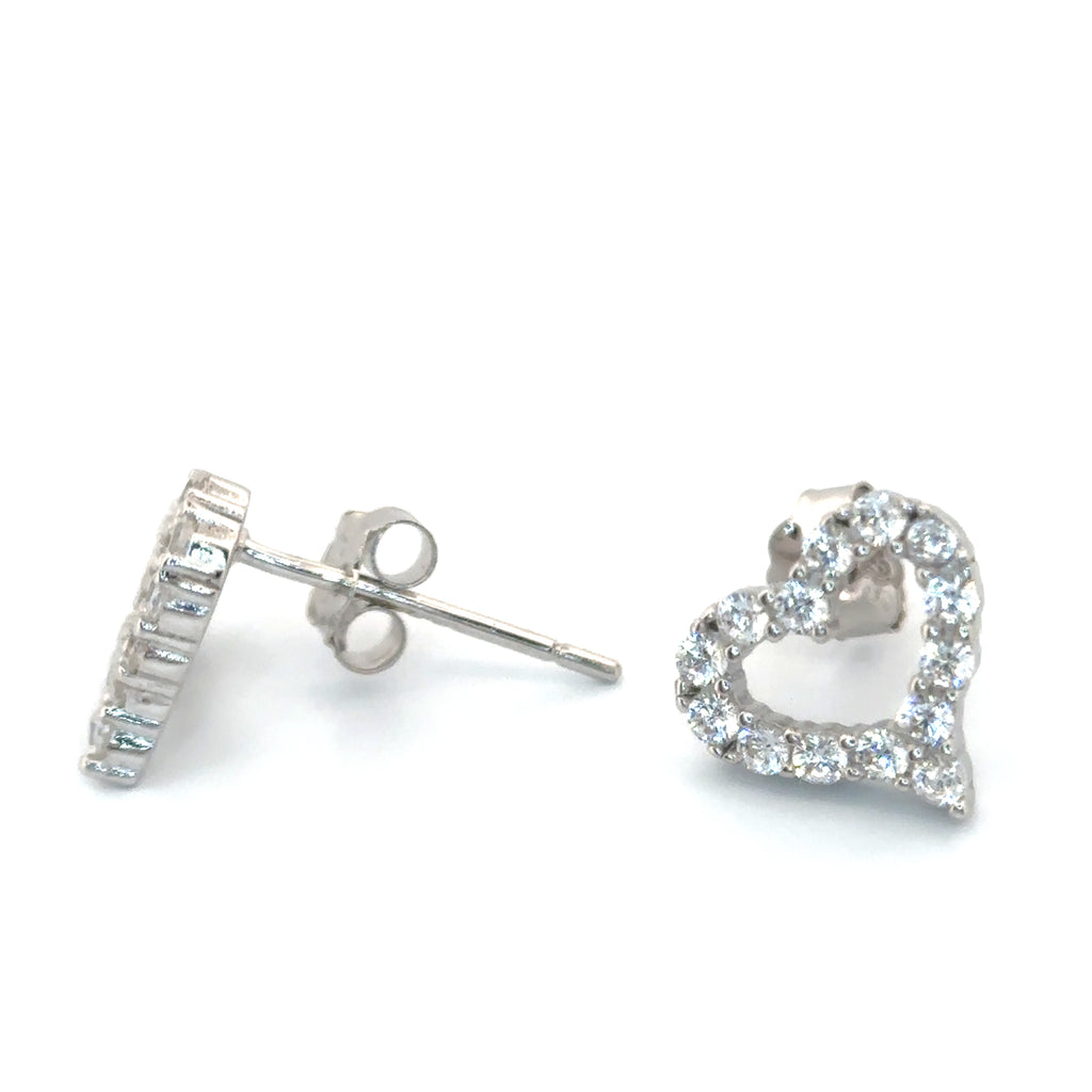 Heart Pendant Necklace and Earrings Set in Silver
