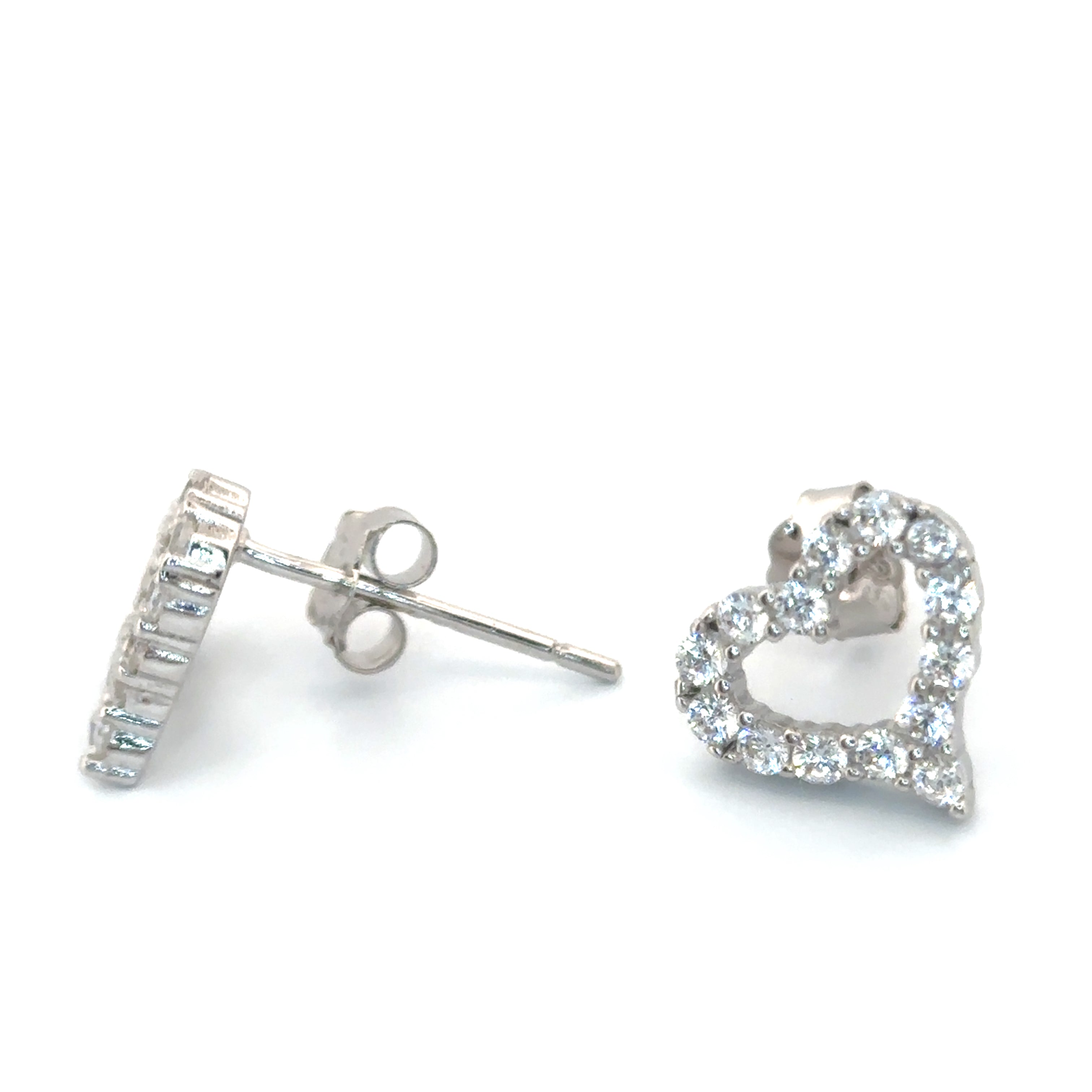 Heart Pendant Necklace and Earrings Set in Silver
