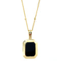 Black and Pearl Gemstone Pendant Necklace in Gold