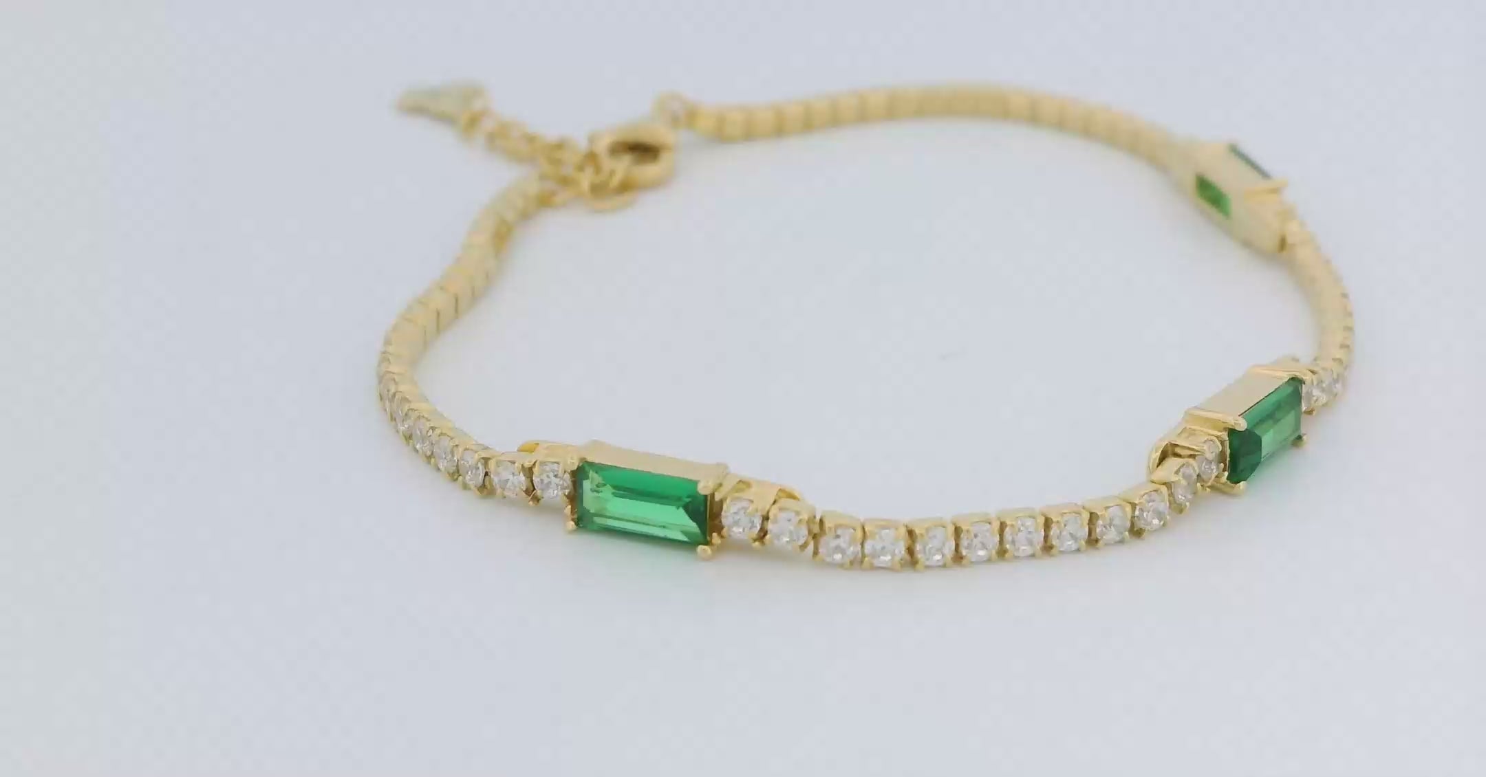 Green Gemstone Tennis Bracelet in Gold