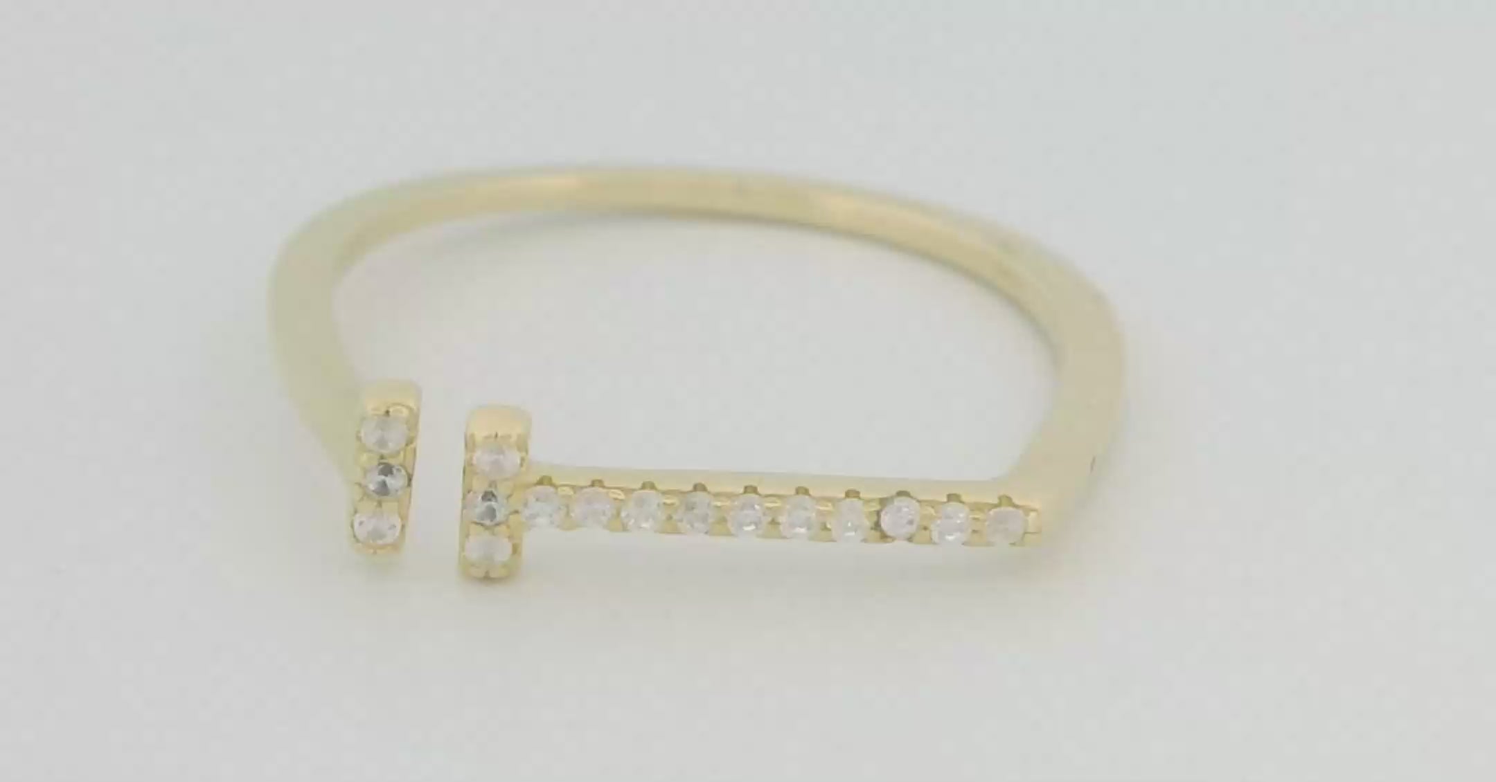 T Bar Cuff Ring in Gold